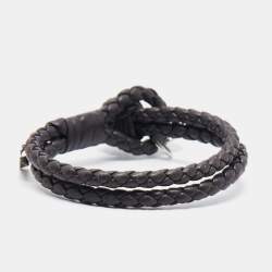 Bottega Veneta Intrecciato Leather Double Strand Knot Bracelet S