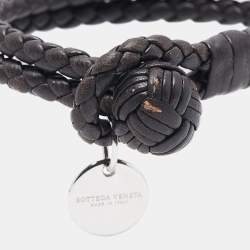 Bottega Veneta Intrecciato Leather Double Strand Knot Bracelet S