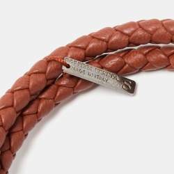 Bottega Veneta Brown Braided Leather Knot Bracelet S