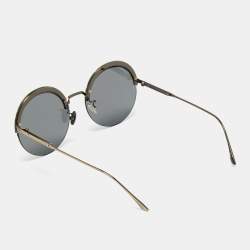 Pre Owned Bottega Veneta Gold/Black BV0208S Rimless Round Sunglasses