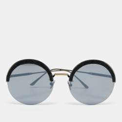 Pre Owned Bottega Veneta Gold/Black BV0208S Rimless Round Sunglasses