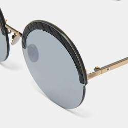 Pre Owned Bottega Veneta Gold/Black BV0208S Rimless Round Sunglasses