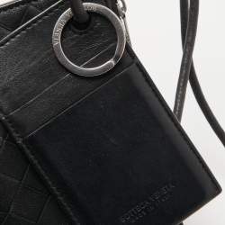 Bottega Veneta Black Intrecciato Leather Card Case Landyard