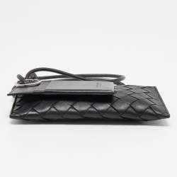 Bottega Veneta Black Intrecciato Leather Card Case Landyard