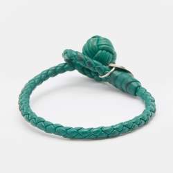 Bottega Veneta Green Intrecciato Leather Knot Bracelet S