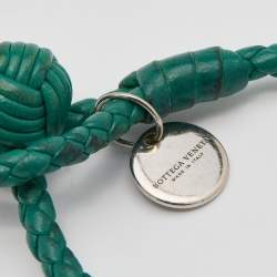 Bottega Veneta Green Intrecciato Leather Knot Bracelet S