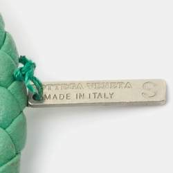 Pre Owned Bottega Veneta Green Leather Intrecciato Knot Bracelet S