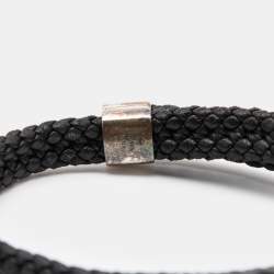 Bottega Veneta Double Strand Woven Leather Sterling Silver Bracelet 