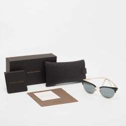 Pre Owned Bottega Veneta Black/Gold BV0092SK Rectangle Sunglasses 