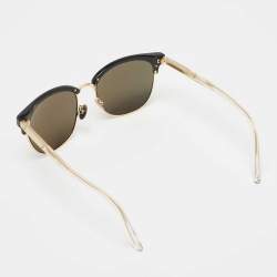Pre Owned Bottega Veneta Black/Gold BV0092SK Rectangle Sunglasses 