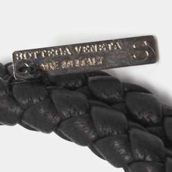 Pre Owned Bottega Veneta Intrecciato Leather Double Strand Knot Bracelet S