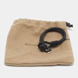 Pre Owned Bottega Veneta Intrecciato Leather Double Strand Knot Bracelet S