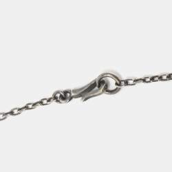 Pre Owned Bottega Veneta Intrecciato Double Circle Sterling Silver Pendant Necklace