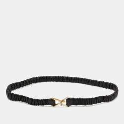 Pre Owned Bottega Veneta Black Leather Slim Waist Belt M