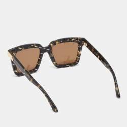 Pre Owned Bottega Veneta Black Printed BV1005S Square Sunglasses