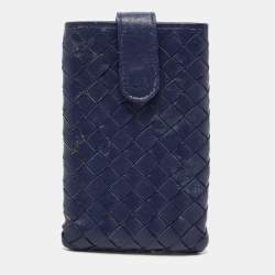Bottega Veneta Dark Blue Intrecciato Leather Phone Case