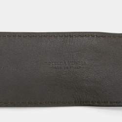 Pre Owned Bottega Veneta Dark Brown Intrecciato Leather Round Buckle Belt 90CM