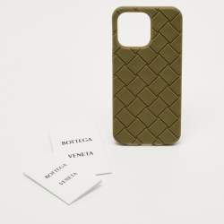 Bottega Veneta Olive Green Intrecciato Rubber Silicone iPhone 14 Pro Max Case