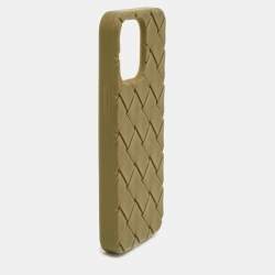 Bottega Veneta Olive Green Intrecciato Rubber Silicone iPhone 14 Pro Max Case