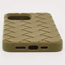 Bottega Veneta Olive Green Intrecciato Rubber Silicone iPhone 14 Pro Max Case