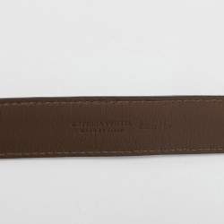 Pre Owned Bottega Veneta Brown Intrecciato Leather Slim Buckle Belt 85CM