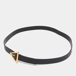 Pre Owned Bottega Veneta Black Leather Triangle Slim Belt 100CM
