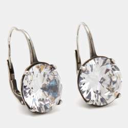 Pre Owned Bottega Veneta Crystal Sterling Silver Drop Earrings
