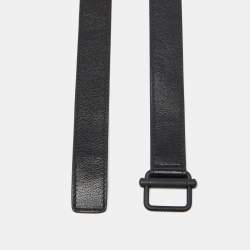 Pre Owned Bottega Veneta Black Leather Slim Buckle Belt 85CM