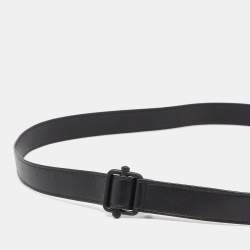 Pre Owned Bottega Veneta Black Leather Slim Buckle Belt 85CM