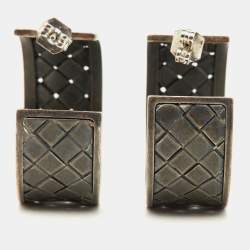 Bottega Veneta Intecciato Silver Hoop Earrings