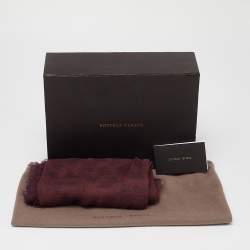 Pre Owned Bottega Veneta Brown & Burgundy  Burgundy Printed Modal & Silk Square Scarf