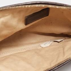 Pre Owned Bottega Veneta Dark Brown Intrecciato Leather Beauty Pouch