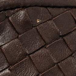 Pre Owned Bottega Veneta Dark Brown Intrecciato Leather Beauty Pouch