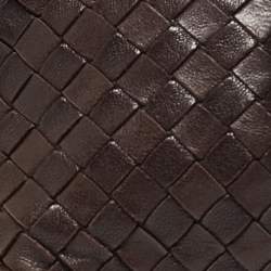 Pre Owned Bottega Veneta Dark Brown Intrecciato Leather Beauty Pouch