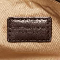 Pre Owned Bottega Veneta Dark Brown Intrecciato Leather Beauty Pouch