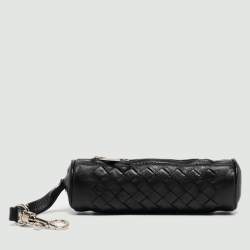 Bottega Veneta Black Intrecciato Leather Zip Pouch