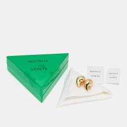 Pre Owned Bottega Veneta Drop Sterling Silver Gold Tone Earrings
