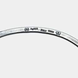 Pre Owned Bottega Veneta Textured Sterling Silver Bracelet S