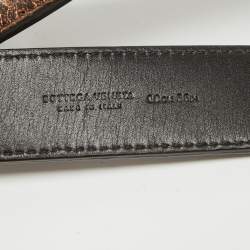 Pre Owned Bottega Veneta Bronze Intrecciato Leather Slim Buckle Belt 90CM