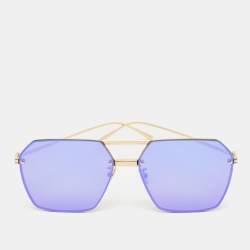 Pre Owned Bottega Veneta Gold Tinted BV1045S Square Sunglasses