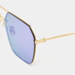 Pre Owned Bottega Veneta Gold Tinted BV1045S Square Sunglasses