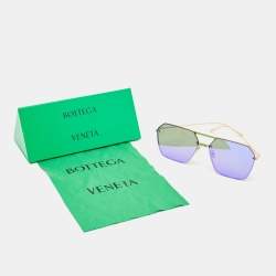 Pre Owned Bottega Veneta Gold Tinted BV1045S Square Sunglasses