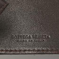 Pre Owned Bottega Veneta Dark Brown Intrecciato Leather Double Buckle Wrap Bracelet