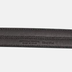 Pre Owned Bottega Veneta Burgundy Intrecciato Leather Double Strap Buckle Belt 75CM