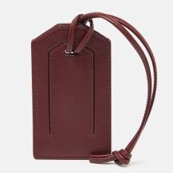 Bottega Veneta Maroon Intrecciato Leather Name Tag Holder