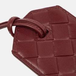 Bottega Veneta Maroon Intrecciato Leather Name Tag Holder