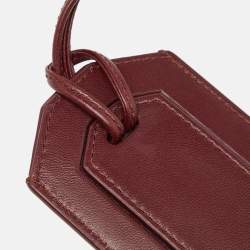 Bottega Veneta Maroon Intrecciato Leather Name Tag Holder