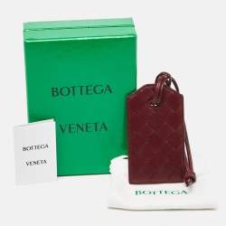 Bottega Veneta Maroon Intrecciato Leather Name Tag Holder