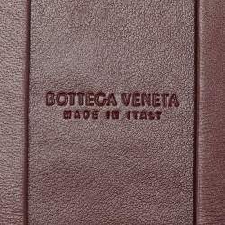 Bottega Veneta Maroon Intrecciato Leather Name Tag Holder