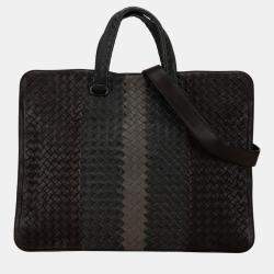 Bottega Veneta Black Intrecciato Nappa Club Fume Briefcase